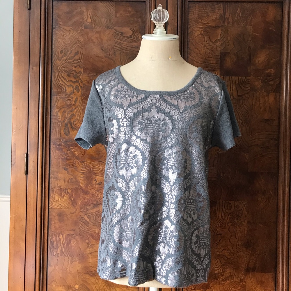 Anthropologie Metallic Sweater Tee